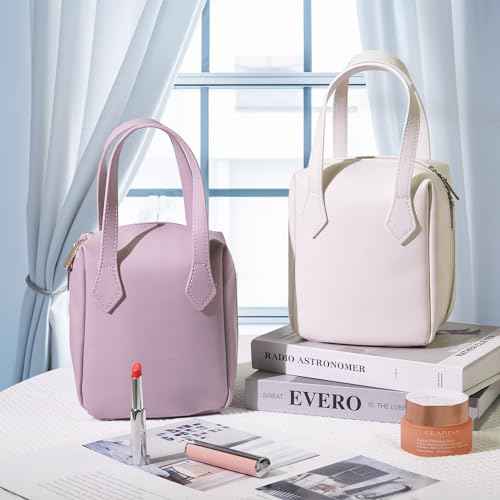 Makeup Bag, Cosmetic Bag Travel, Large Capacity Portable Make up Traveling Organizer Bag, PU Leather Cosmetic Bag with Zippers Handle Compartments, Travel Toiletry Bag for Women Teens Girls