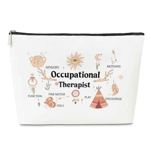 JioJio Chan Funny Occupational Therapy Worker Gift, Occupational Therapist Makeup Bag, Gifts for Women Coworkers Friends, OT Month PT PTA OT Travel Toiletry PU Leather Bag
