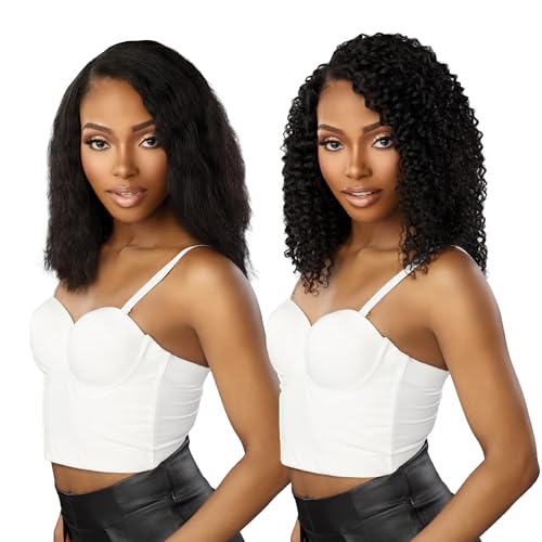 Sensationnel Empire multi weave hair - wet and wavy tropical curl human hair 3 bundle layered lengths (12 14 16 inch, 1B OFFBLACK)