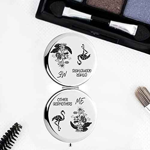 HnoonZ Godmother Gifts,Christmas Gifts for Godmother,Godmother Zipper Makeup Bag Cosmetic Pouch,Godmother Travel Toiletry Pouch Organizer Bag,Godmother Mini Compact Mirror