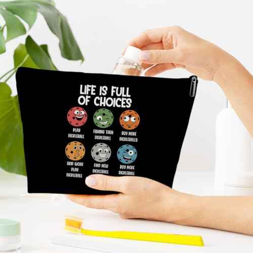 Pickleball Gifts Makeup Bag, Life is Full of Choices Cosmetic Bag for Purse, Pickleball Accessories Women, Birthday Gifts for Dickleball Lover Female Girls Her Sister Daughter