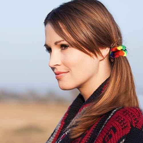 Rainbow Hair Scrunchies, 4Pcs LGBT Silk Satin Striped Rainbow Scrunchie Ponytail Holder for Women Girls