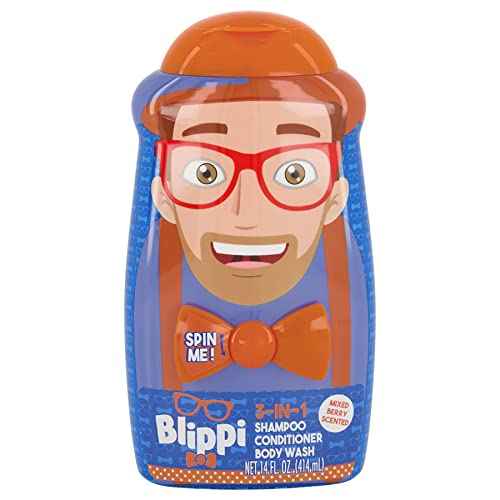 Blippi Taste Beauty 3-in-1 Kids¡¯ Bodywash, Shampoo, and Conditioner, 14 Ounces, Mixed-Berry Scent