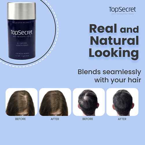 Top Secret Hair Thickening Building Fibers Refills - Undetectable & Natural Hair Filler - for Men & Women - Instantly Fill In Fine Thinning Hair - Weather & Sweat Resistant (Silver, Regular)