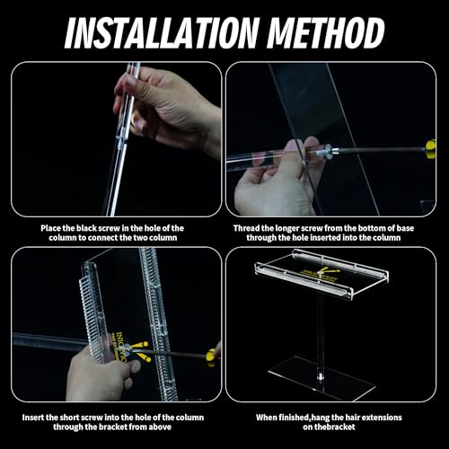 Acrylic V-Light & Ice Glue Zero Feeling Hair Extensions Kit Stand with Super Strong Magnets - Double-Sided Teeth Comb for Easy Hair Strand Separation