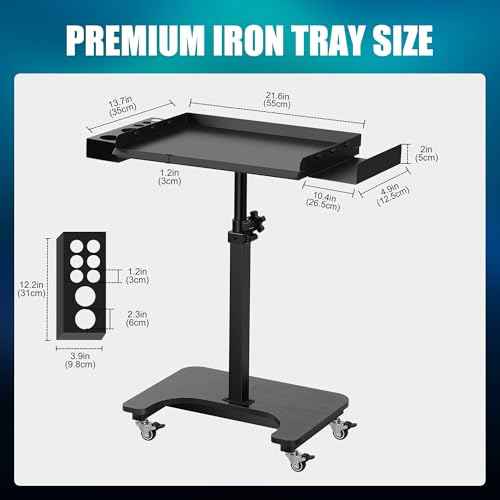 POARMEEY Tattoo Workstation Premium Tattoo Tray Essential for Professional Tattoo Artists, Sturdy and Durable, Rolling Tray with Wheels