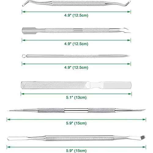 6-Pack Ingrown Toenail File and Lifters, Professional Surgical Stainless Steel Ingrown Toenail Removal Tool Kit, Manicure Treatment Pedicure Tools for Feet Under Nail Cleaner Correction Polish Pain