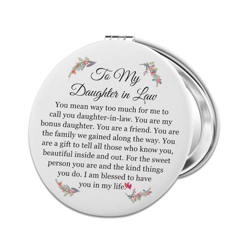 PLITI Daughter in Law Gift to My Daughter in Law Wedding PU Leather Compact Mirror from Mother in Law Father in Law (Daughter in Law LCM)