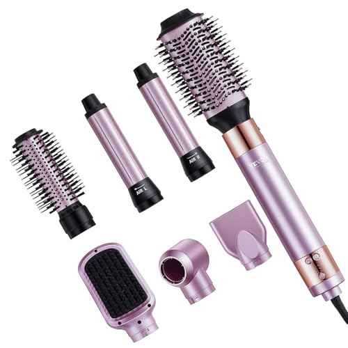 VEVOR Hair Styler and Dryer Brush, 6-in-1 Multi Air Styler with Brushless Motor, 2 Auto-Wrap Curlers, 3 Brushes & 2 Nozzles, 110,000RPM High-Speed Ionic Blow Dryer, Styling Tool for All Hair Type