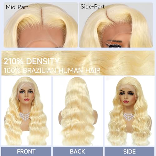 22 Inch Blonde Wig Human Hair Body Wave Lace Front Wigs Human Hair Pre Plucked 613 13x6 Lace Front Wig Human Hair 210 Density 613 HD Lace Frontal Wigs
