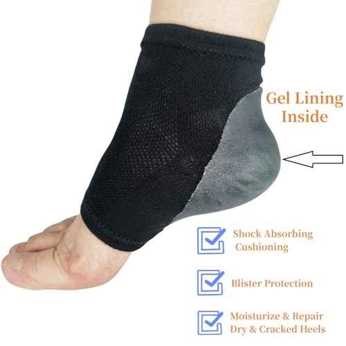 Gel Heel Sports Sock for Kids with Heel Discomfort Severs Plantar Fasciitis Heel Pain (1 Pair Kids 3-7 Women 5-9)