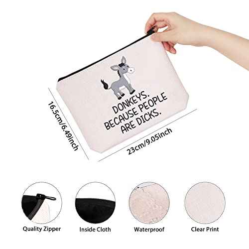 TSOTMO Donkey Spirit Animal Gift Donkeys Because People Are Dicks Animal Lover Zipper Pouch Makeup Bag (Dicks Donkey)