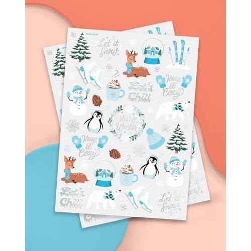 xo, Fetti Winter Christmas Party Temporary Tattoos - 50 Silver Foil Styles | Merry Christmas Party Favors, Stocking Stuffer, Christmas Eve Gift, Xmas Tree + Lights, Santa, Snow, Holiday Accessory