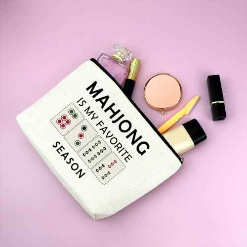 Mxrymvu Mahjong Gifts for Women Makeup Bag Mahjong Themed Gift for Players Lover Cosmetic Bag Retirement Christmas Birthday Present for Grandma Aunt Mom Travel Pouch