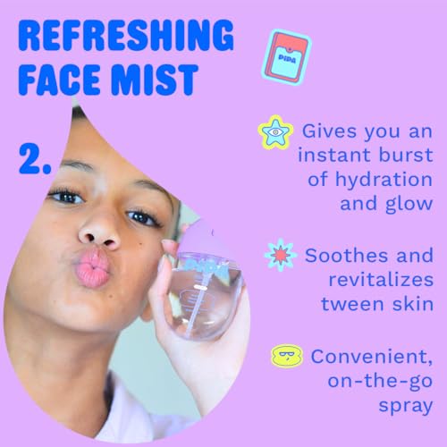 Pipa Skincare Start Young Bundle Gift Set | 3-Step Christmas Gift Skin Care Routine for Girls & Tweens 8 to 12 | Alcohol-Free & Safe | Includes Foam Face Cleanser, Face Moisturizer & Facial Mist