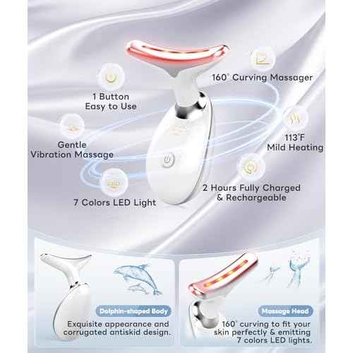 Light Based Multifunctional Facial Massager, 7 Color Portable Face Massager Tool for Skin Care, White