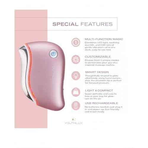 ProSculpt Heated Gua Sha Facial Massager ? Electric Guasha Tool for Face Sculpting, Relaxation & Skincare | Soothing Vibration Facial Massage Tool with Contoured Design (Rose Gold)