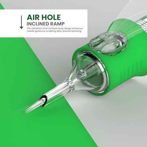 Wormhole Tattoo Needles Tattoo Cartridge Needles 50pcs Mixed Sizes 1003RL 1005RL 1007RL 1009RL 1011RL Disposable Tattoo Needle Cartridges with Finger Ledge Round Liner for Tattoo Machine Pen
