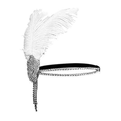 Positive Costume Great Gatsby Flapper Headband Rhinestone Flower Tassels 20s Vintage Hairband Old Hollywood Glam Headpiece