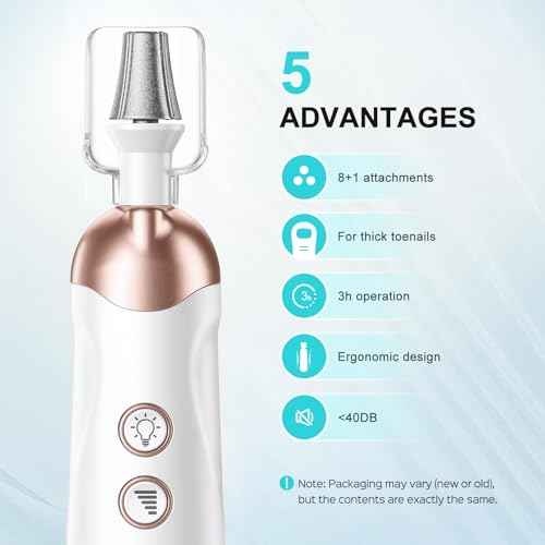 COSLUS Professional Manicure Pedicure Kit: 5 in 1 Electric Nail File Set Toenail Grinder, 5 Speed Cordless Nail Drill for Thick Nail Toenail Cuticle, Hand Feet Trimmer Buffer for Women Men Baby Pets