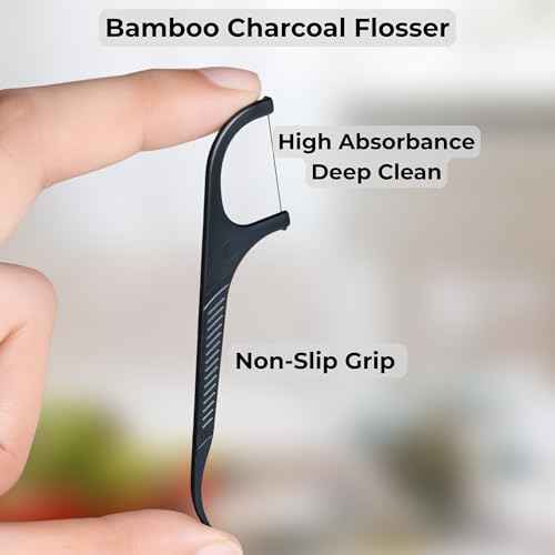 SelectShen¢â Automatic Bamboo Charcoal Dental Floss Picks Dispenser & 200-Piece Refill ? 288 Total Flossers for Easy, Effective Cleaning and Fresh Oral Care