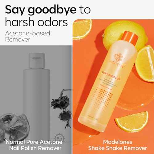 Modelones Acetone Nail Polish Remover, Professional Gel Polish Remover, Nail Glue Remover Natural Formula with Jojoba Oil for Nail Moisturizing & Care, Acrylic Dip Powder Remover(8 FL.Oz.), Lemon