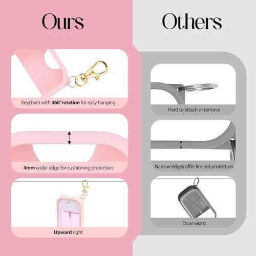 TERPINK Silicone Case Compatible with Touchland Hand Sanitizer Spray, Protective Case with Keychain for Power Mist and Glow Mist 1 fl oz, Hand Sanitizer Spray Accessory (Pink, 1 Pack)
