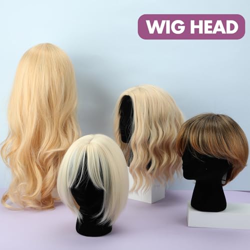Gisafai 6 Pcs Foam Wig Head with 50 Pcs T Pins Female Foam Mannequin Wig Stand and Holder 11 Tall Cosmetics Model Head Display Hair, Hats Hairpieces Display for Home Travel Salon(Black)