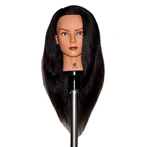 24" Human Hair Cosmetology Mannequin Manikin Training Head with Clamp (24" DARK BROWN (KAYLEN+C))