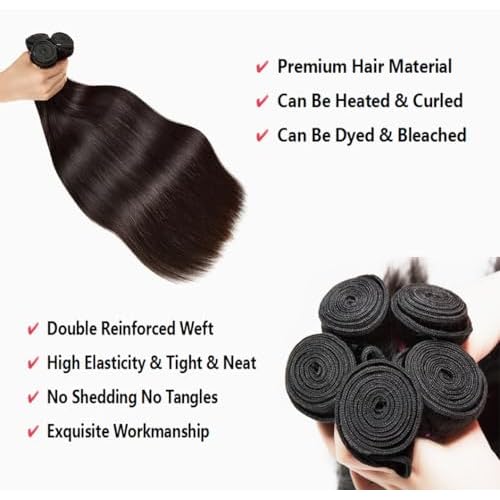 10A Straight Bundles Human Hair 20 22 24 Inch Straight Hair 3 Bundles Unprocessed Brazilian Virgin Human Hair Extension Double Weft Natural Black