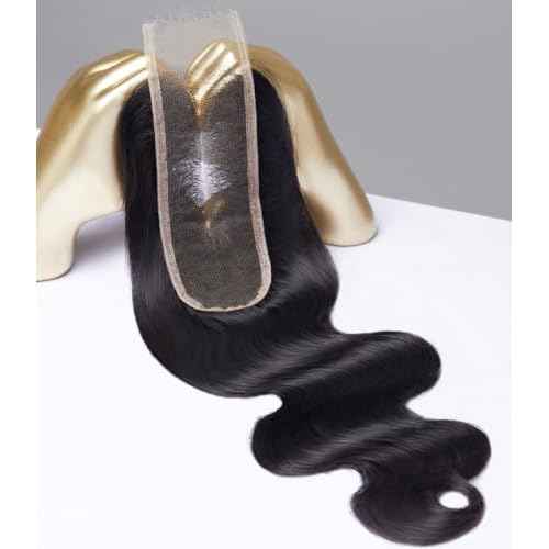 Mlip 2x6 HD Lace Closure Body Wave, 0.10mm Ultra Thin Invisible Swiss Lace, Skinlike Real HD Lace Melt into Skin Perfectly, Pre-plucked Natural Hairline, Raw Indian Human Hair 14 Inches