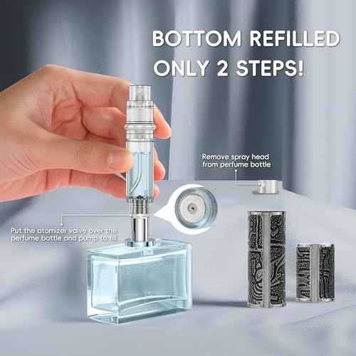 5ml Perfume Spray Bottle, AG00CQ Leather Refillable Dispenser Bottom Fill Fragrance Scent Container, Portable and Leak-proof Suitable for Traveling & Outgoing (Egypt Print Black)