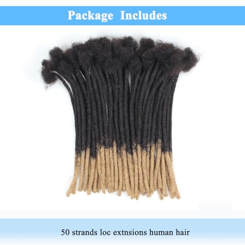 8 inch 50 Strands Loc Extensions Human Hair, 0.6cm Width 100% Human Hair Dreadlock Extensions for Men/Women, Can be Dyed Soft Dreads Extensions,1b/27