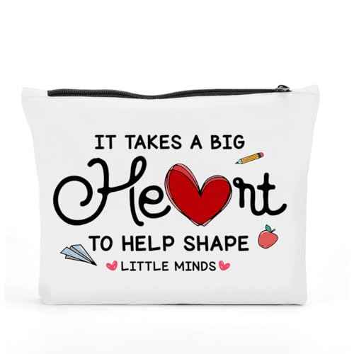 Teacher Gifts, Teachers Appreciation Gifts, Teacher Gifts for Women, It Takes A Big Heart to Help Shape Little Minds Makeup Bag, Teacher Birthday Gifts, Gifts for Teachers Women Cosmetic Bag
