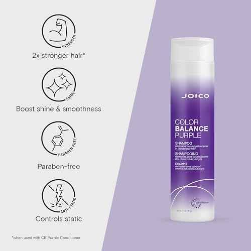 Joico Color Balance Purple Shampoo | For Cool Blonde or Gray Hair | Eliminate Brassy Yellow Tones | Boost Color Vibrancy & Shine | UV Protection | With Rosehip Oil & Green Tea Extract