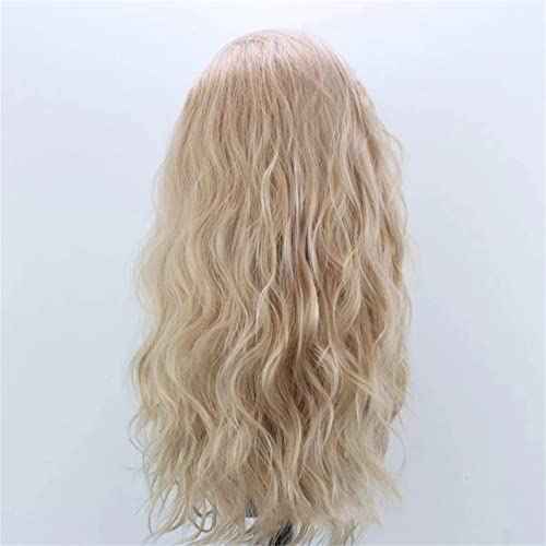 ELESTY Long Natural Curly Glueless Lace Front Wig Gloden Blonde Synthetic Lace Front Wigs for Women Left Part Glueless Heat Resistant Fiber Hair Daily Party Wig ¡¦