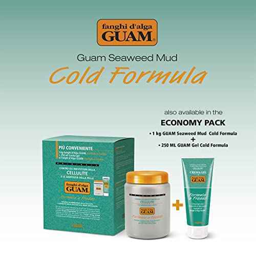 GUAM Seaweed Mud Convenience Economy Pack: Anti-cellulite Body Wrap 1KG + Strengthening Anti-cellulite Gel 250ml, Cellulite Remover Kit, Cellulite Treatment (Cold Mud + Cooling Gel)