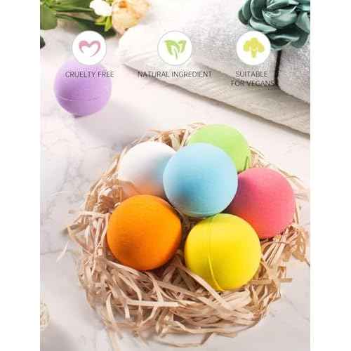 Aofmee Bath Bombs, 7pcs Bubble Bath Bombs for Women, Natural Handmade Fizzies Gift Set, Spa Organic Bathbombs for Kids, Essential Oil Personal Care Bath Gift for Birthday Mothers Day Christmas