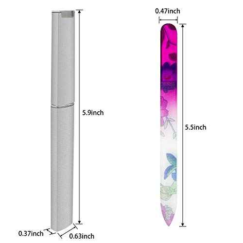 5 Pack Glass Nail Files with Case Crystal Glass Fingernail Files Double Sided Glass Nail File Mixed Color Manicure Set for Gentle Nail Care Christmas Gifts Stocking Stuffers for Women