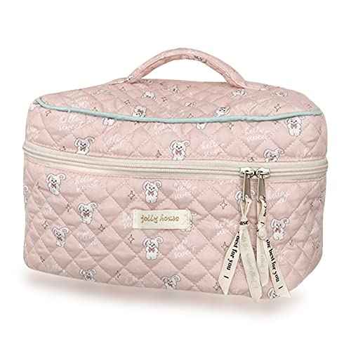 Travel Cosmetic Bag Cotton Makeup Bag Ladies, Quilted Toiletry Bag with Beautiful Floral Pattern, Cosmetic Bag Large Capacity, Make up Bag Wash Bag Portable for ladies or child (02-b)