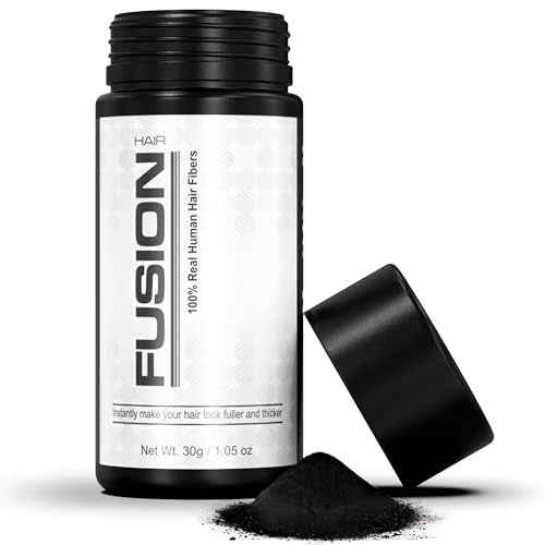 Hair Fibers for Thinning Hair - (1.05 Oz) Real Human Hair Building Fibers to Conceal Bald Spots and Thinning Hair, Root Touch Up and Volumizer, Black