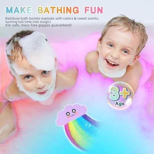 Rainbow Halloween Bath Bombs for Kids Gift Set - Colorful Dissolving Bath Toys with Surprise Colors, Safe & Non-Toxic DIY Bath Time STEM Learning Activity, Boys Girls Ages 3-12 Boo Basket Stuffers