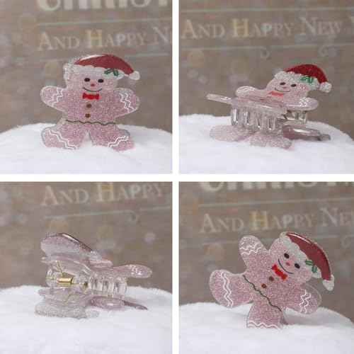 Christmas Hair Claw Clips for Girls Red Green Hair Clips Cute Snowman Hair Clip Christmas Hair Accessories for Women Pack of 4