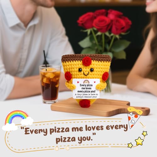 Romantic Gift For Couple Boyfriend Girlfriend Cute Handmade Crochet Pizza For Anniversary Valentine¡¯s Day Love Gifts For Husband Wife Partner Small Birthday Gift Idea for Couples Pizza Decor