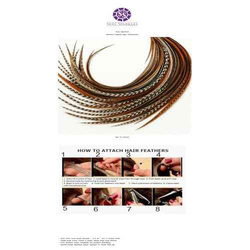25 Feather Hair Extension Kit 7"-13" long ? 100% Real Rooster Feathers ? Long, Natural Strands by Sexy Sparkles (Dark Browns)