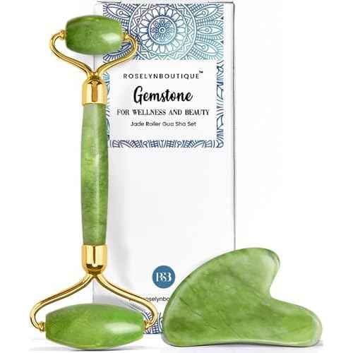 ROSELYNBOUTIQUE Gua Sha Facial Tools & Face Roller for Lift Wrinkless Natural Skincare Tool Jade Roller Guasha Tool for Face (Green)