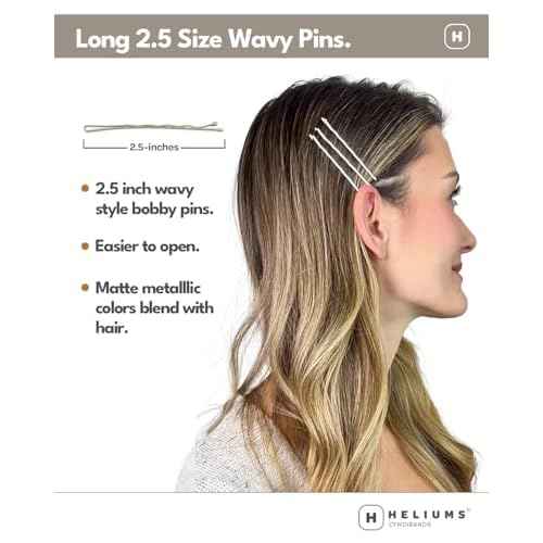 Heliums Large Bobby Pins - Platinum White - 2.5 Inch Extra Long Wavy Hair Pins - 24 Pack
