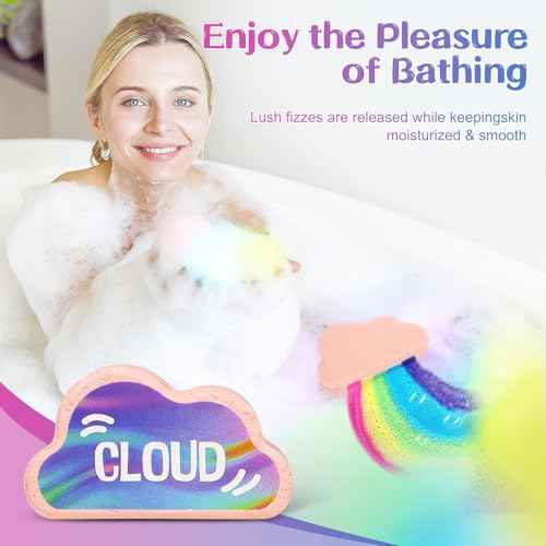 Rainbow Bath Bombs for Kids - 9 Pcs Handmade Natural Kids Bath Bombs, Organic Bubble Bath for Girls, Christmas Gifts for Kid Girls, Stocking Stuffers