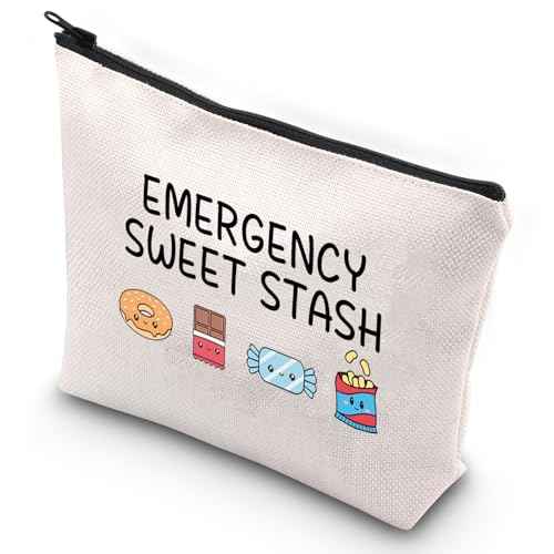 G2TUP Funny Snacks Makeup Bag Snacks Lover Gift Emergency Sweet Stash Travel Bag Snacks Merch (Emergency Sweet Bag)
