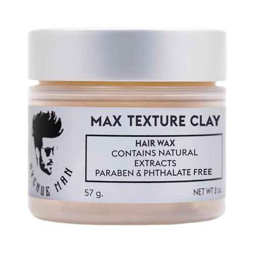 Avenue Man Texture Clay for Men - Premium ¬³lay Pomade for Men with Herbal Extracts - Frizz-Resistant & Lightweight Formula - Water-Based Matte Hair Clay - Paraben-Free Hair Putty (2oz)